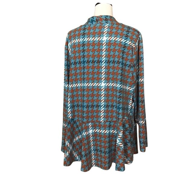 D & Co Multicolor Houndstooth Open Front Cardigan Sweater 2X Check Measurements - Picture 4 of 10